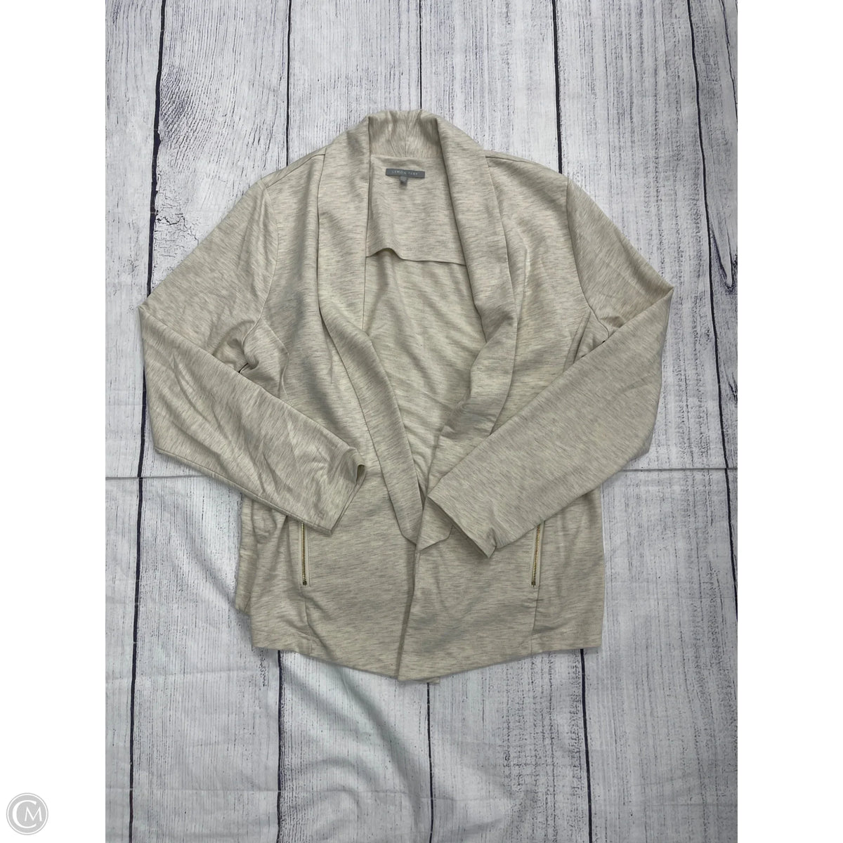 Blazer By Clothes Mentor In Beige, Size: 1x