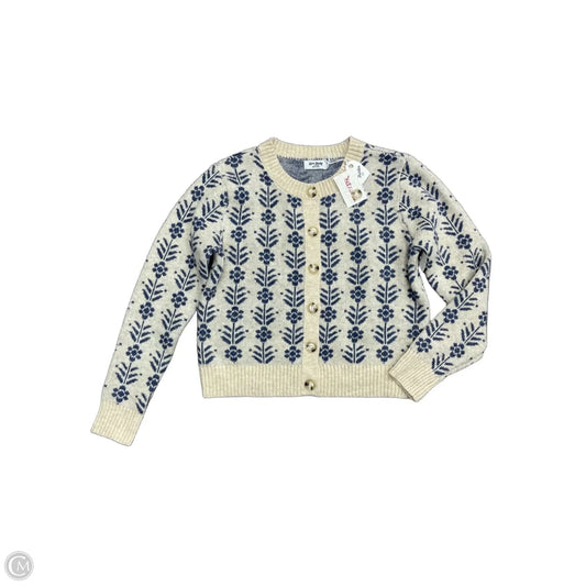 Cardigan By Clothes Mentor In Blue & Cream, Size: L