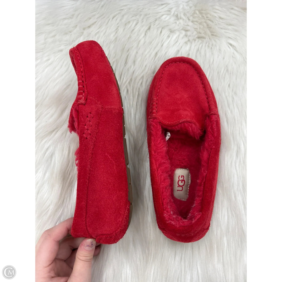 Slippers Designer By Ugg In Red, Size: 7