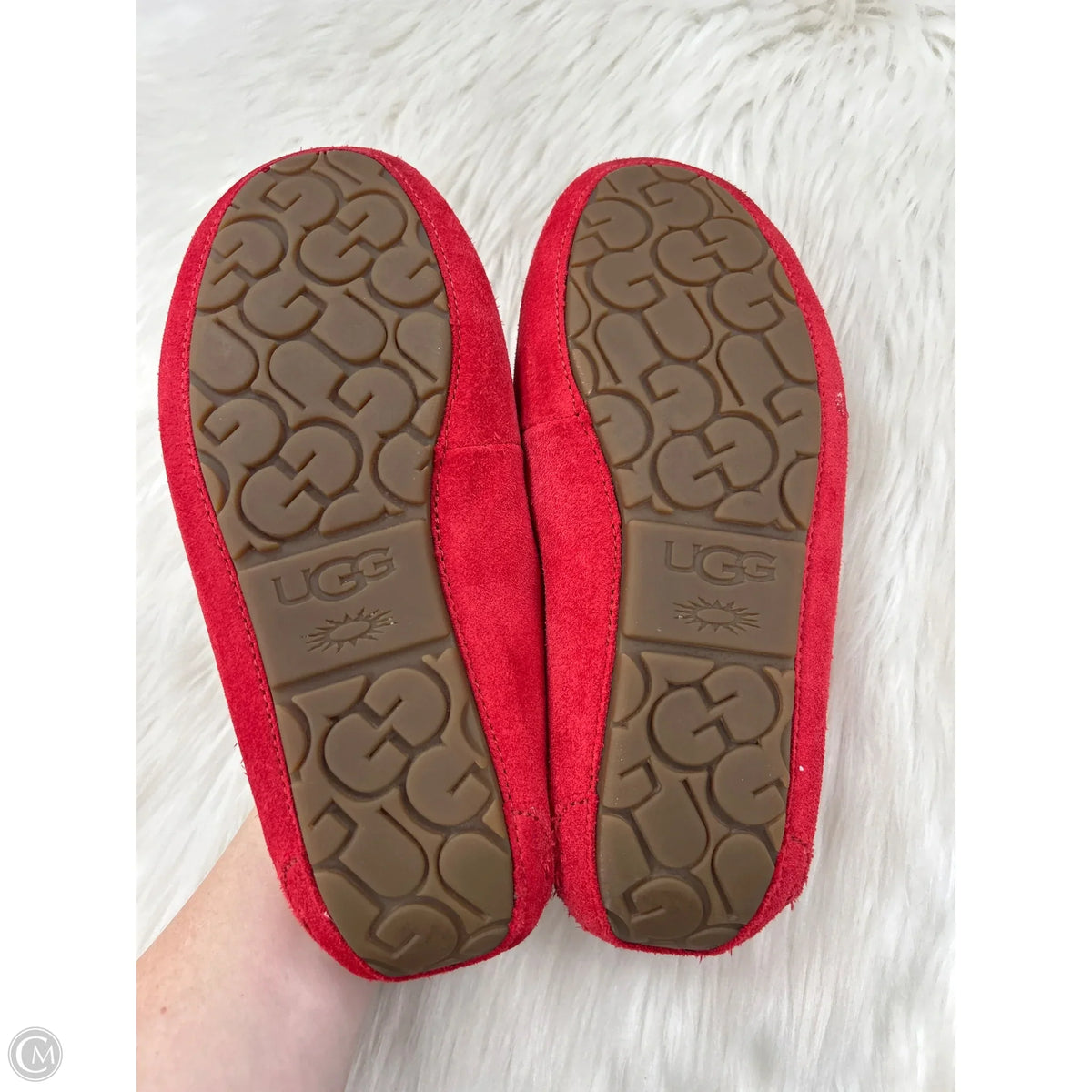 Slippers Designer By Ugg In Red, Size: 7