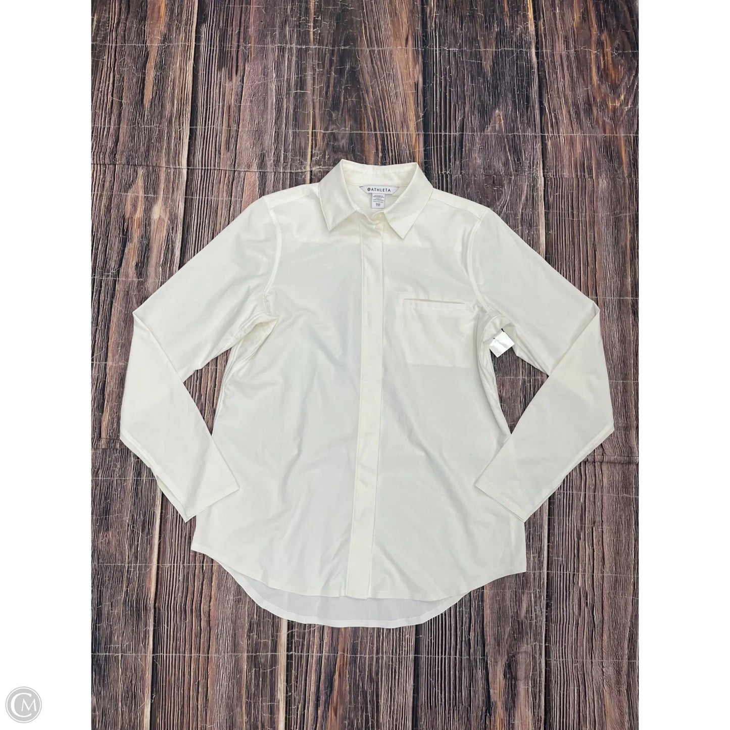 Athletic Top Long Sleeve Collar By Athleta In Cream, Size: Xxs