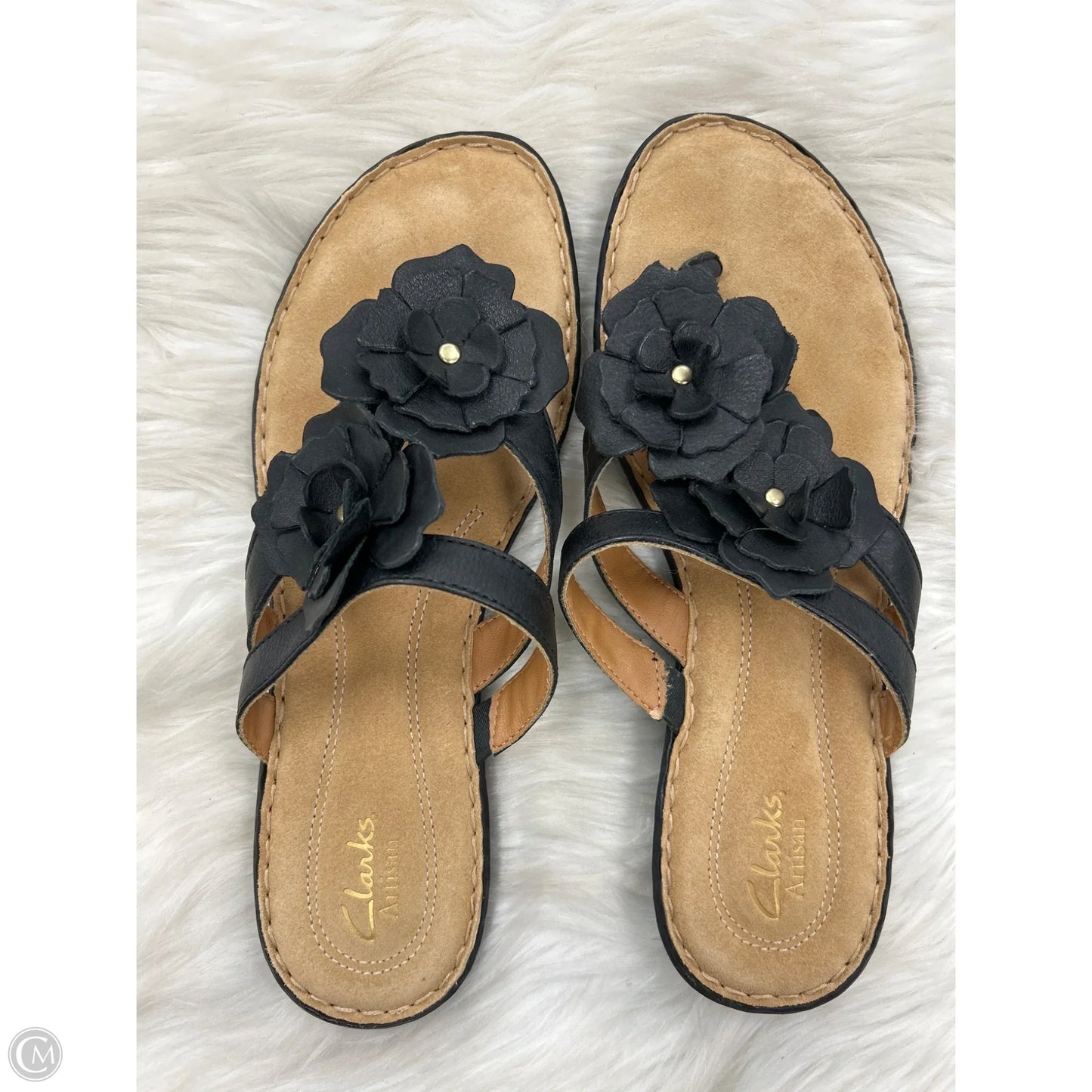 Sandals Flip Flops By Clarks In Black, Size: 9.5