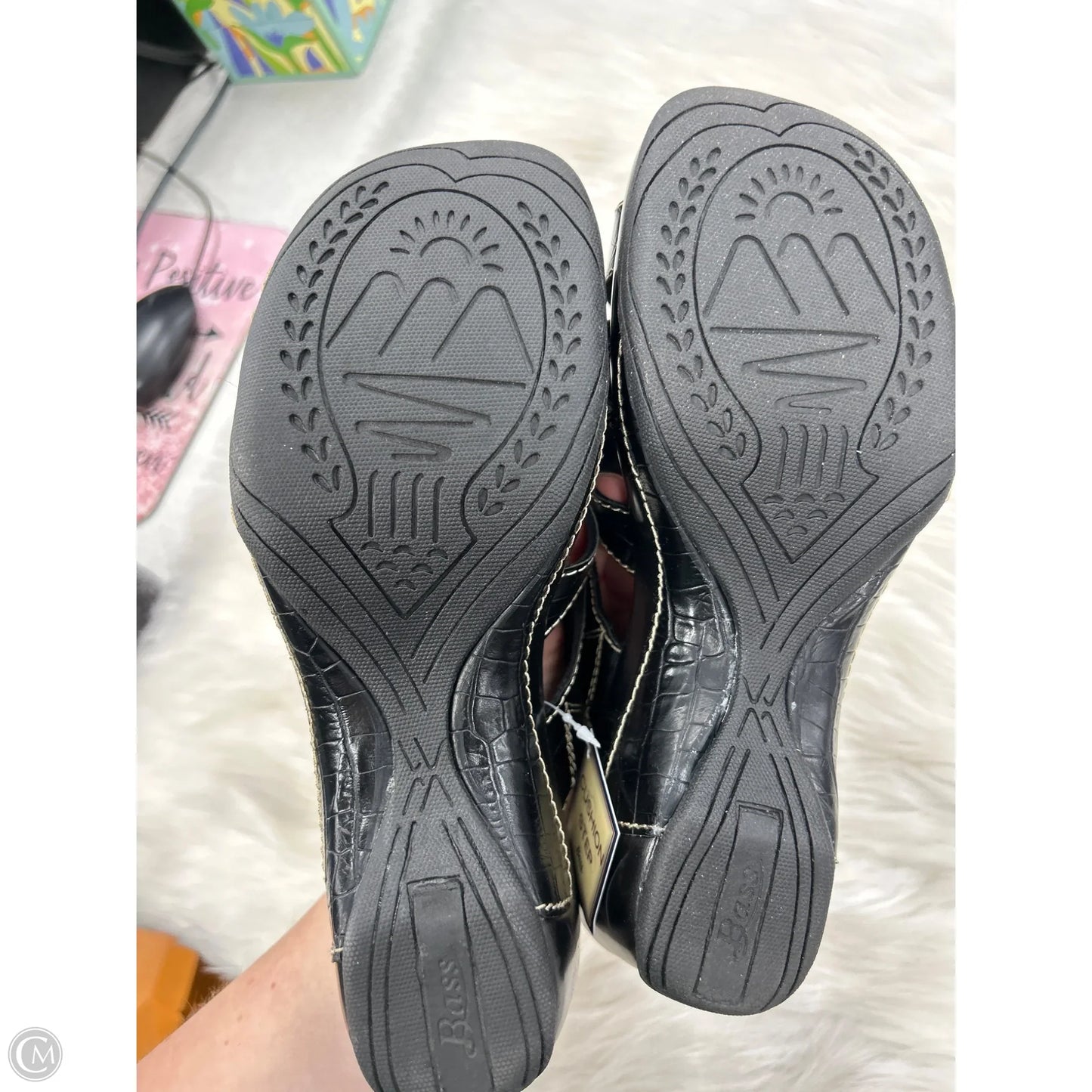 Sandals Heels Wedge By Bass In Black, Size: 9