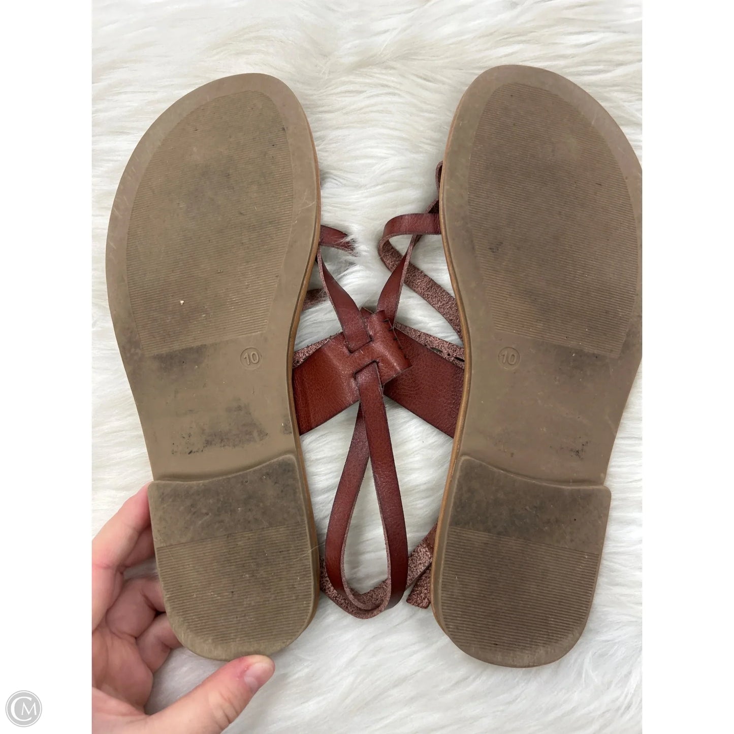 Sandals Flats By So In Brown, Size: 10