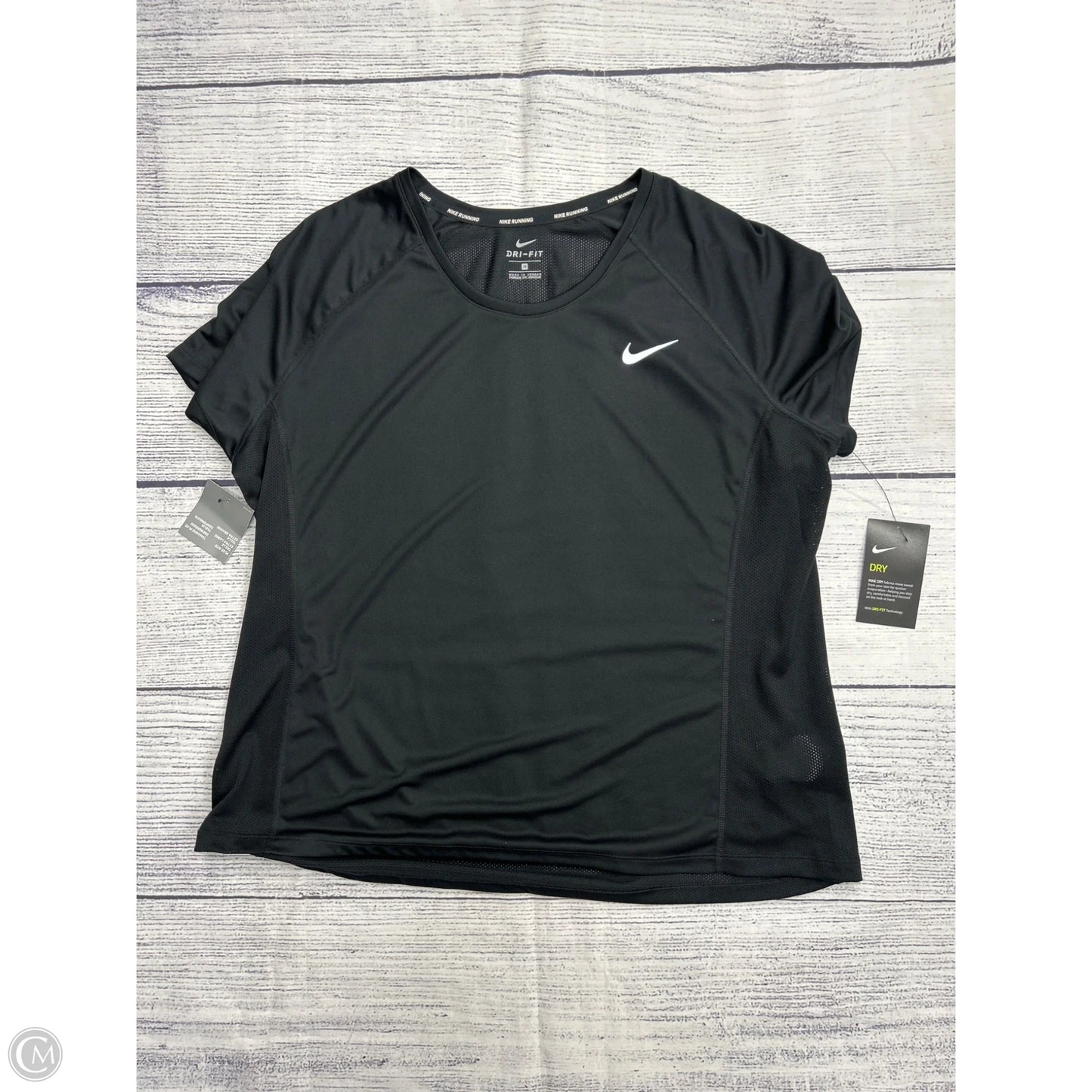 Athletic Top Short Sleeve By Nike In Black, Size: 1x