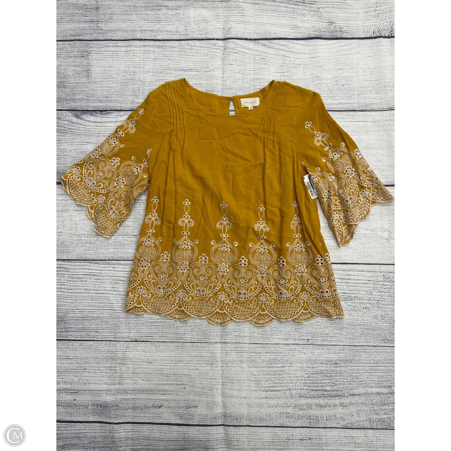 Top Short Sleeve By Melloday In Yellow, Size: L