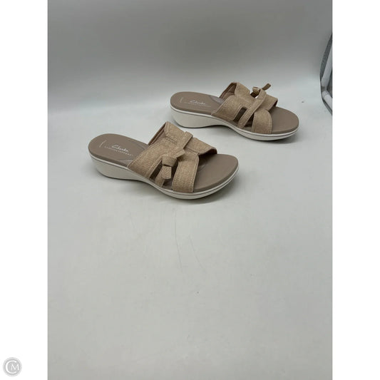 Sandals Heels Wedge By Clarks In Beige, Size: 7