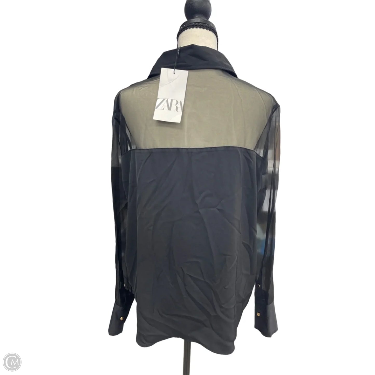 Top Long Sleeve By Zara In Black, Size: L