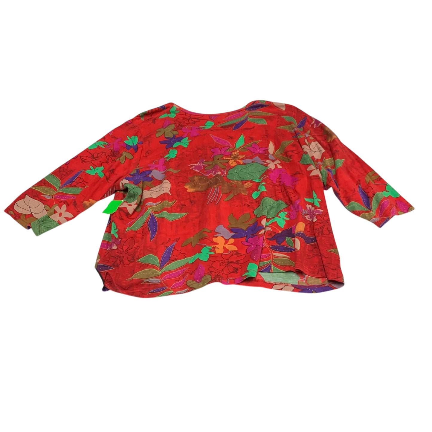 Top 3/4 Sleeve By Serengeti In Red, Size:2X