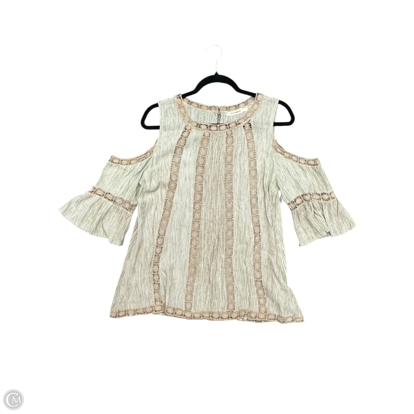 Top Long Sleeve By Blu Pepper In Tan, Size: M