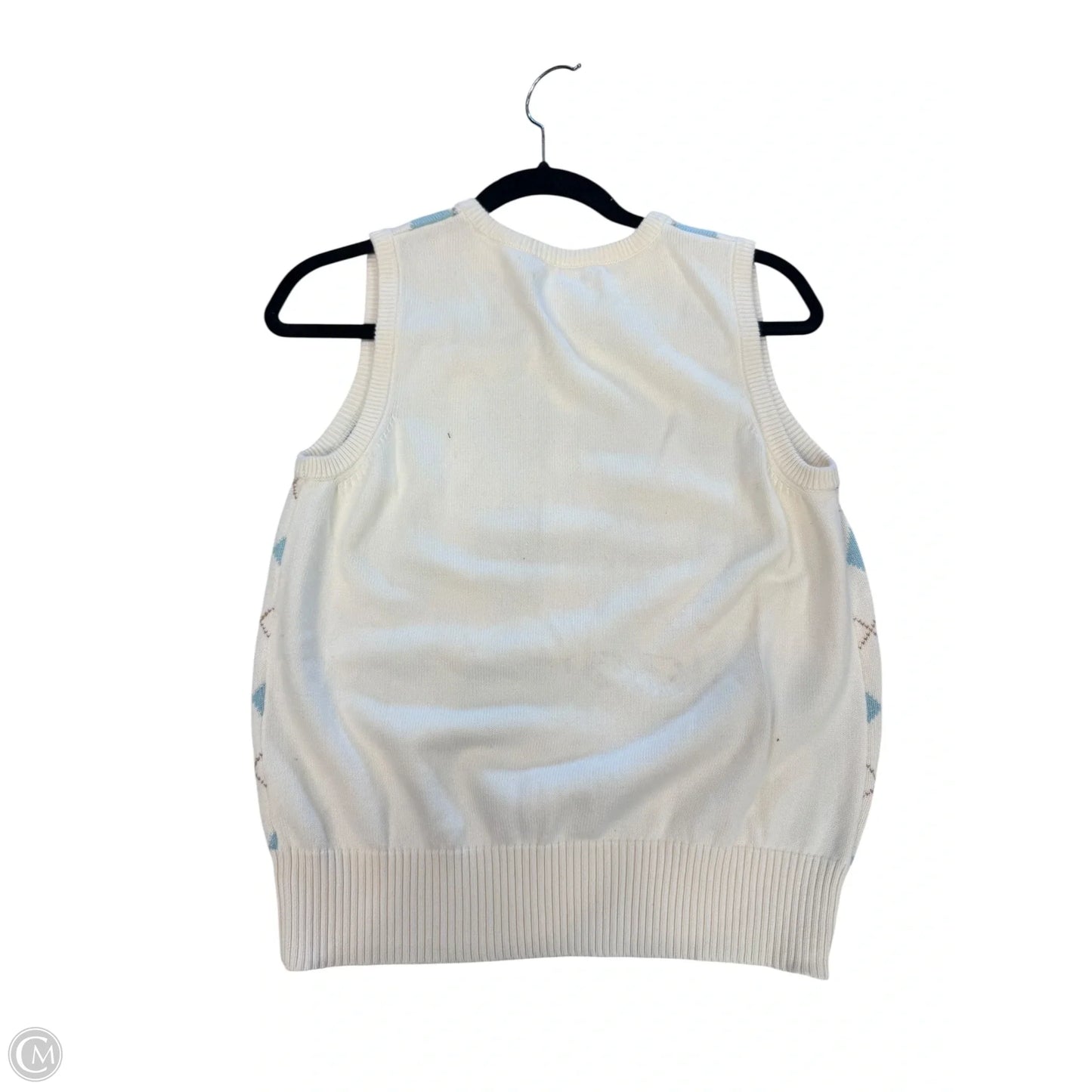 Sweater Short Sleeve By Tommy Hilfiger In Blue & Cream, Size: L