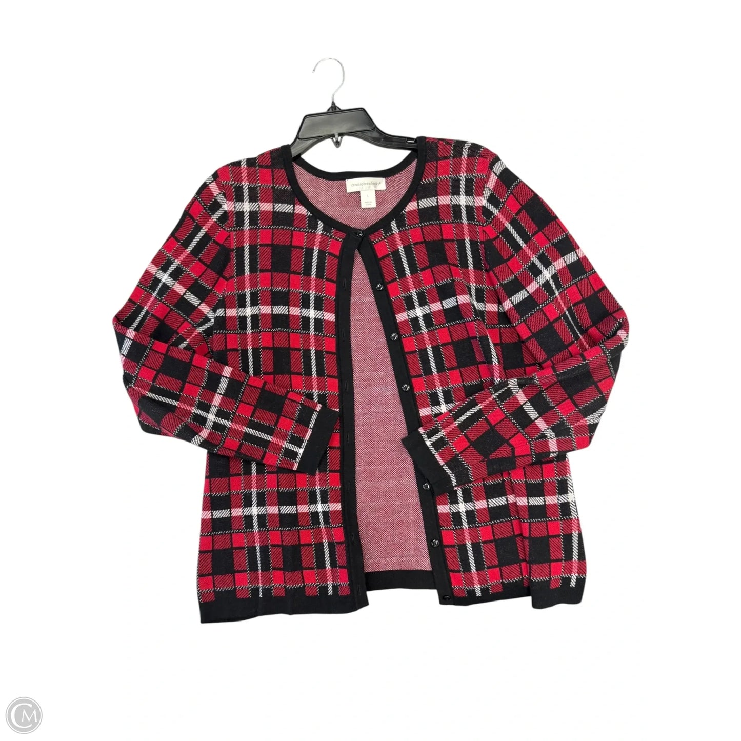Sweater Cardigan By Christopher And Banks In Black & Red, Size: L
