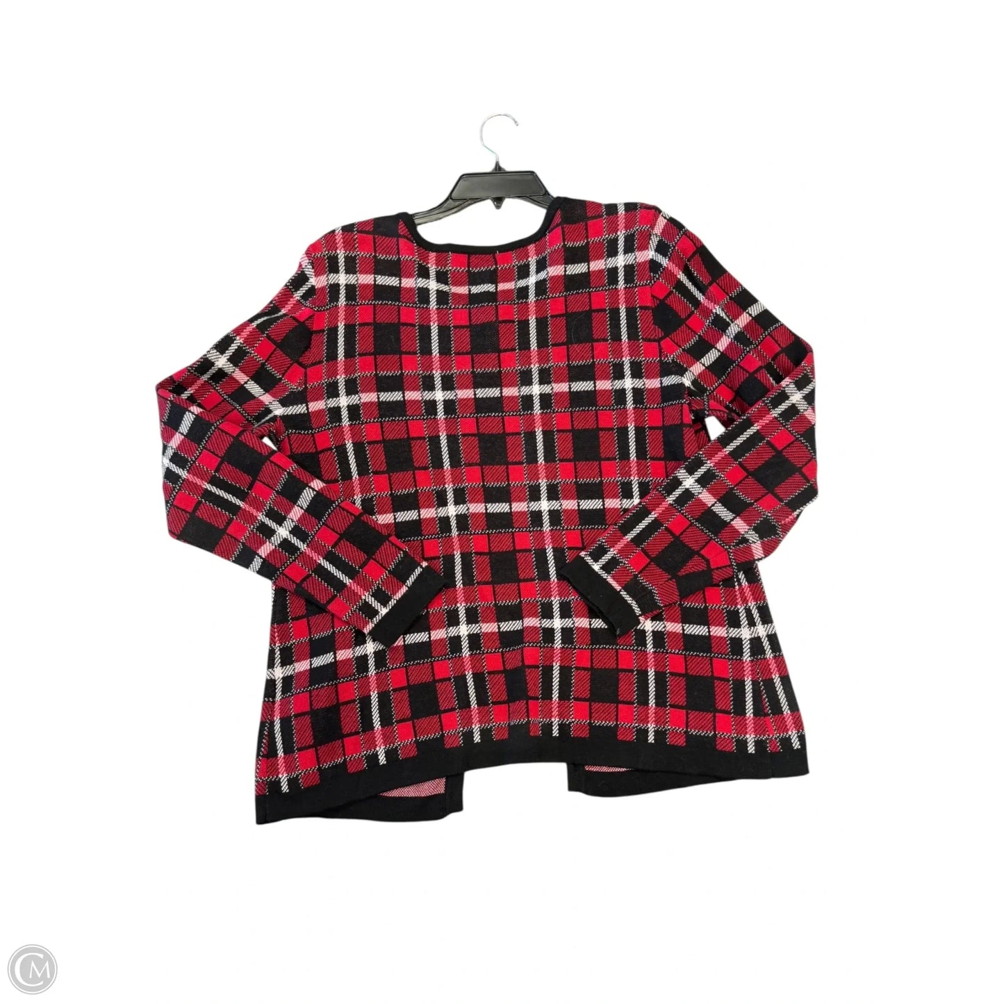 Sweater Cardigan By Christopher And Banks In Black & Red, Size: L