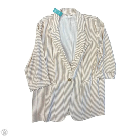 Blouse 3/4 Sleeve By Maurices In Tan & White, Size: L