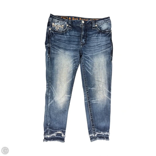 Jeans Cropped By Rock Revival In Blue Denim, Size: 14