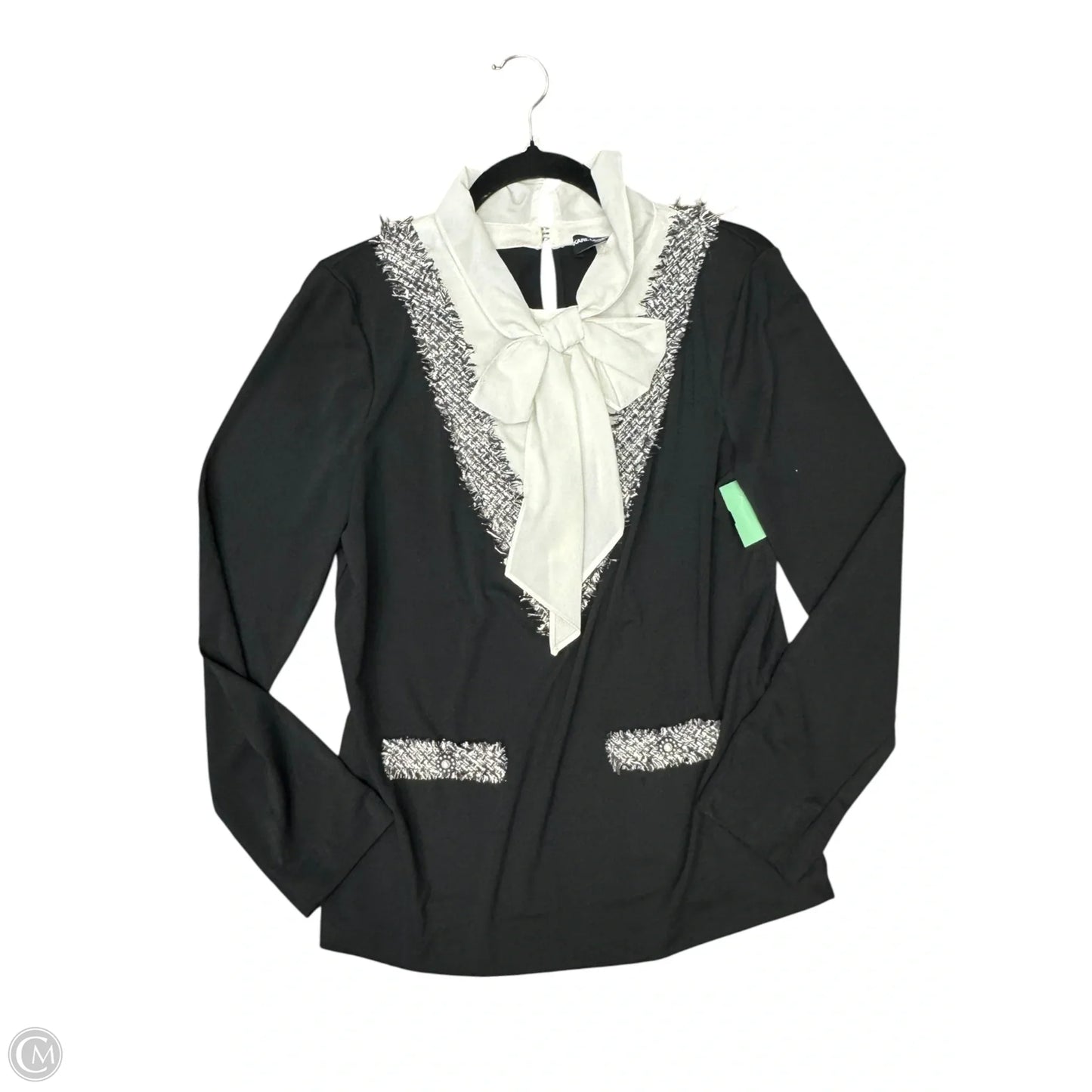 Blouse Designer By Karl Lagerfeld In Black & White, Size: S