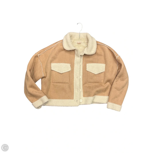Jacket Faux Fur & Sherpa By Clothes Mentor In Tan & White, Size: L