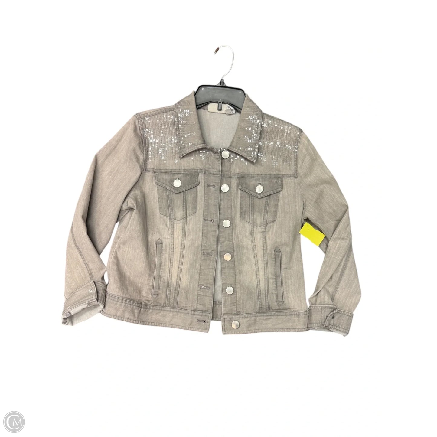 Jacket Denim By Chicos In Grey, Size: M