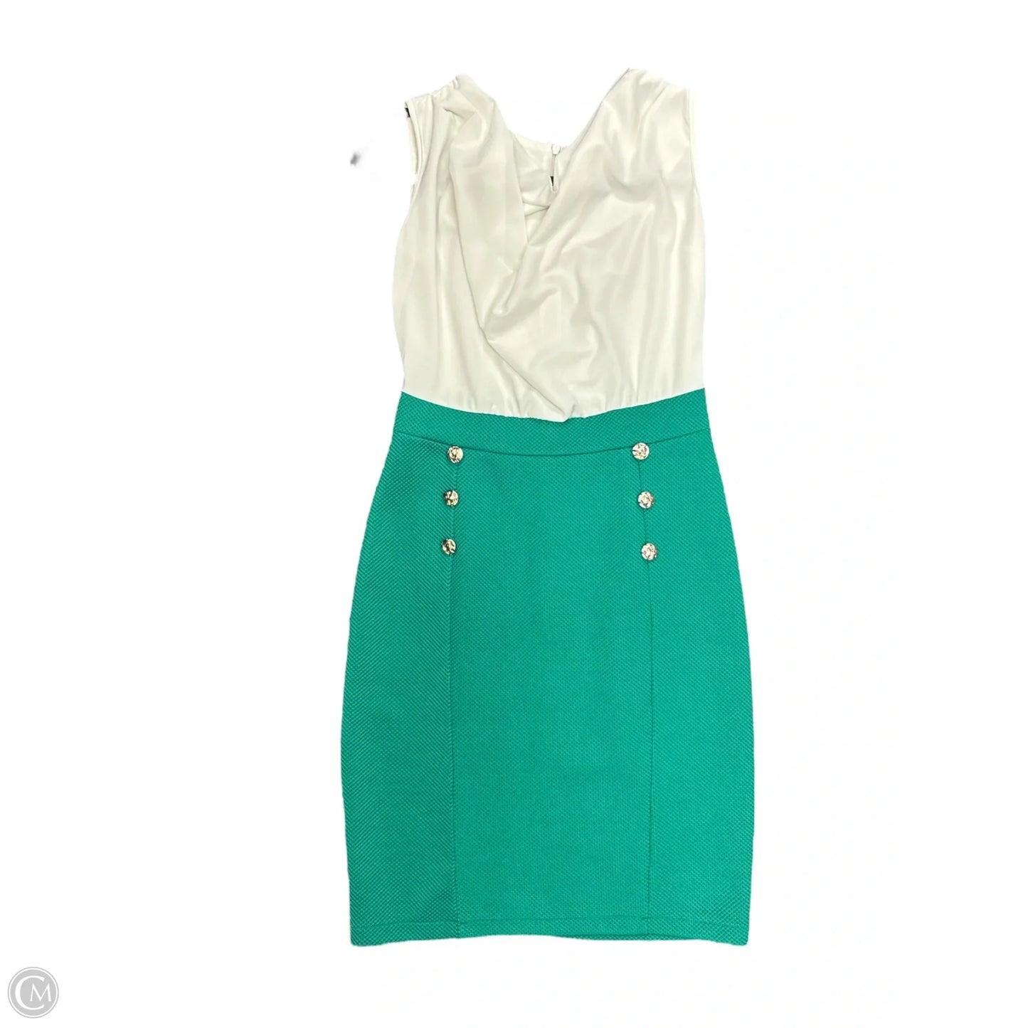 Dress Party Midi By Clothes Mentor In Green & White, Size: M