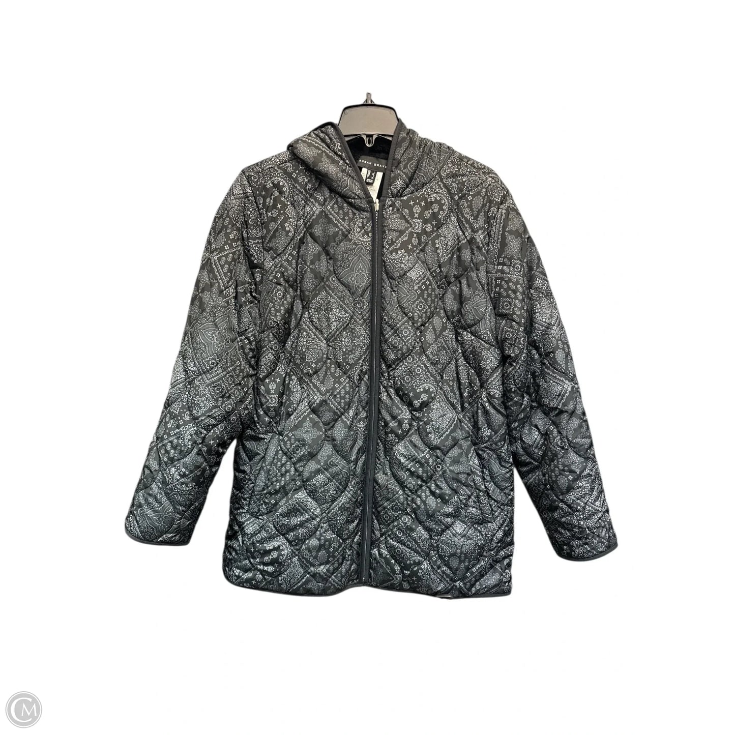 Jacket Puffer & Quilted By Susan Graver In Black & Grey, Size: L