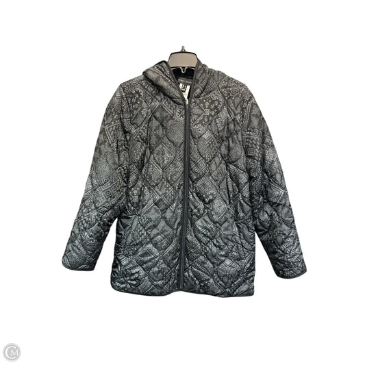 Jacket Puffer & Quilted By Susan Graver In Black & Grey, Size: L