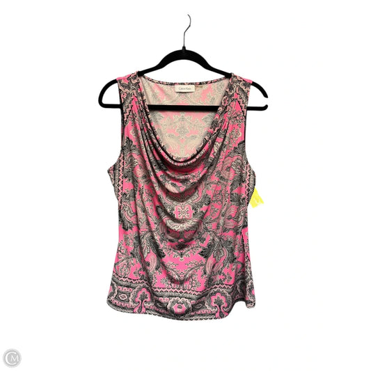 Blouse Sleeveless By Calvin Klein In Black & Pink, Size: Xl