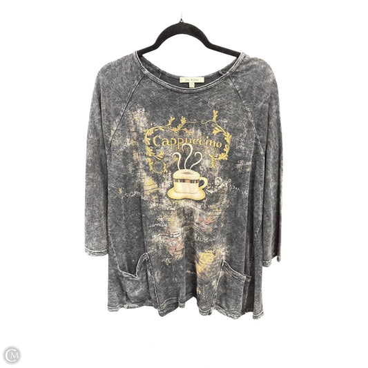 Top 3/4 Sleeve By Jess And Jane In Grey, Size: Xl