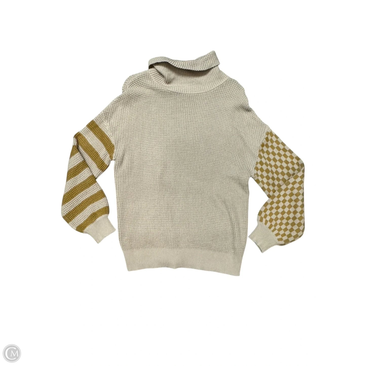 Sweatshirt Collar By Clothes Mentor In Cream & Yellow, Size: L