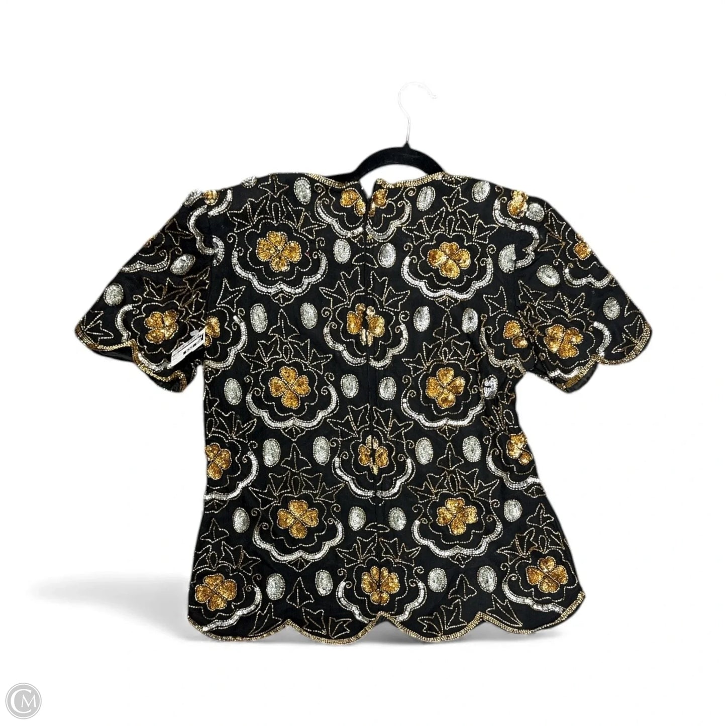 Top Short Sleeve By Cma In Black & Gold, Size: L