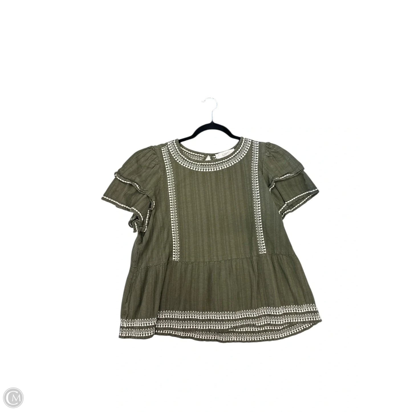 Blouse Short Sleeve By Loft In Green, Size: L