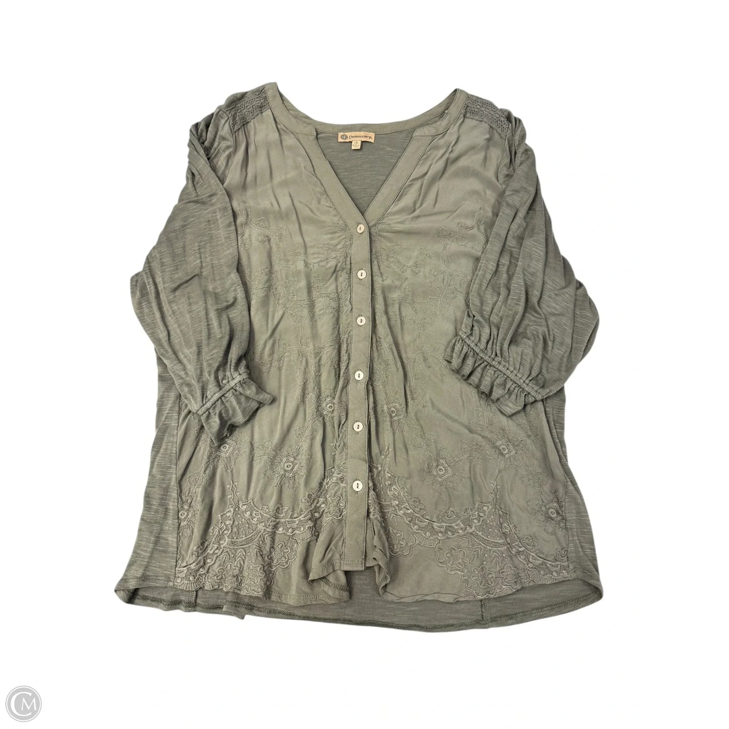 Blouse Long Sleeve By Democracy In Green, Size: 1x