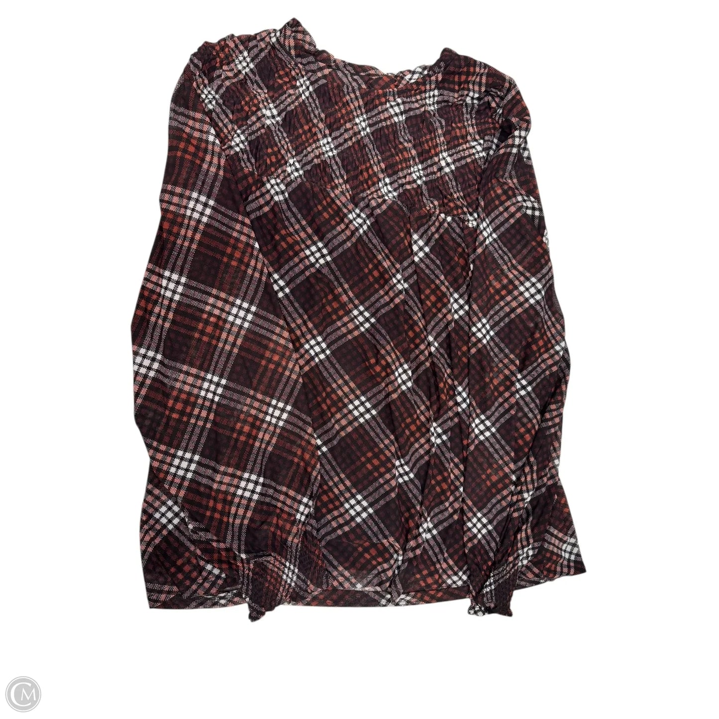 Blouse Long Sleeve By Maurices In Plaid Pattern, Size: 2x