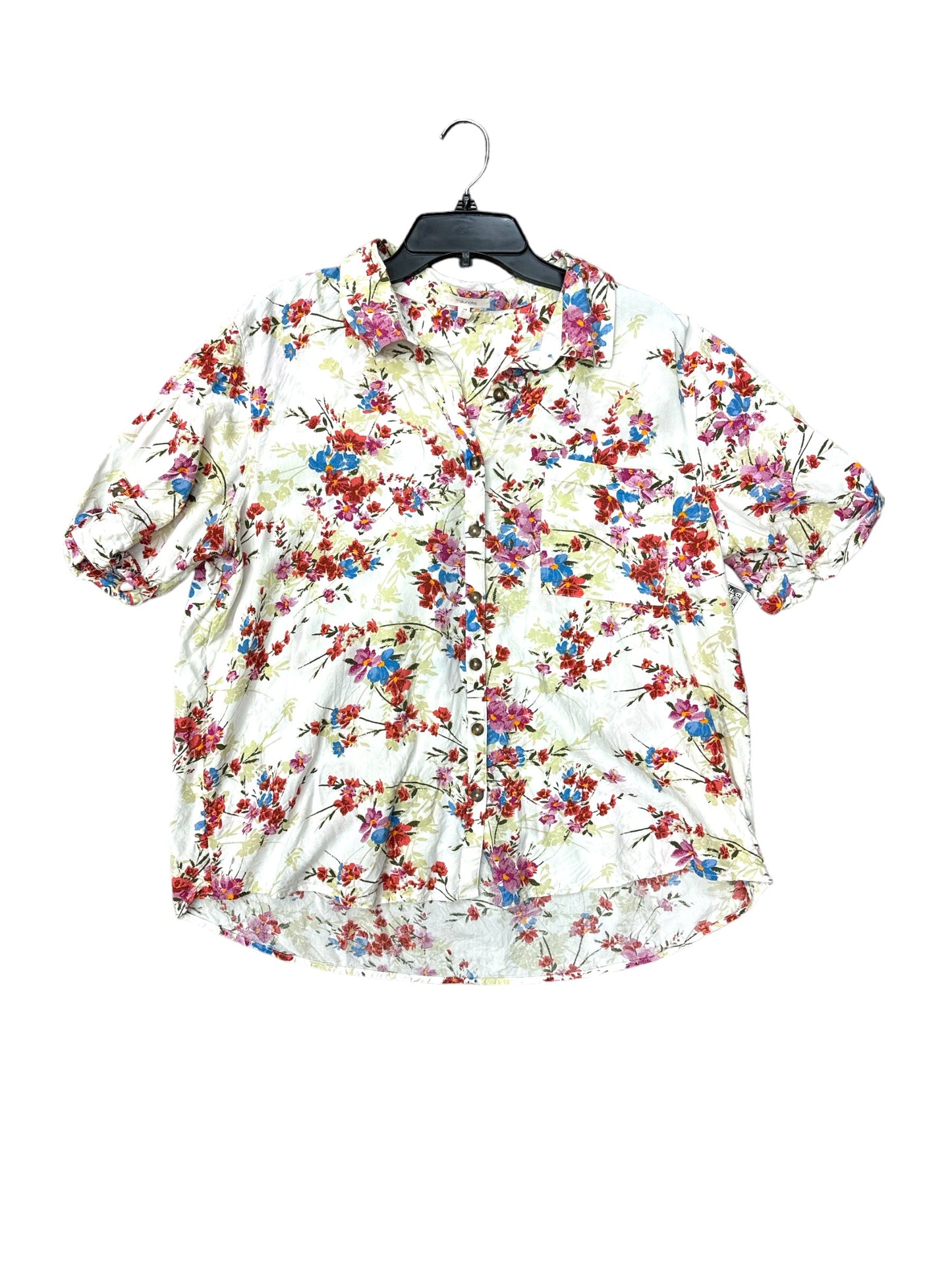 Floral Print Top Short Sleeve Maurices, Size 2x