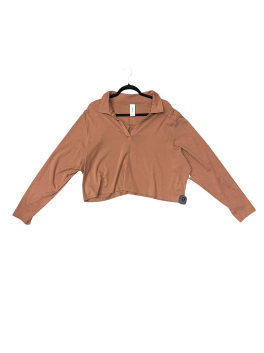 Top Long Sleeve By Abound In Brown, Size: 4x