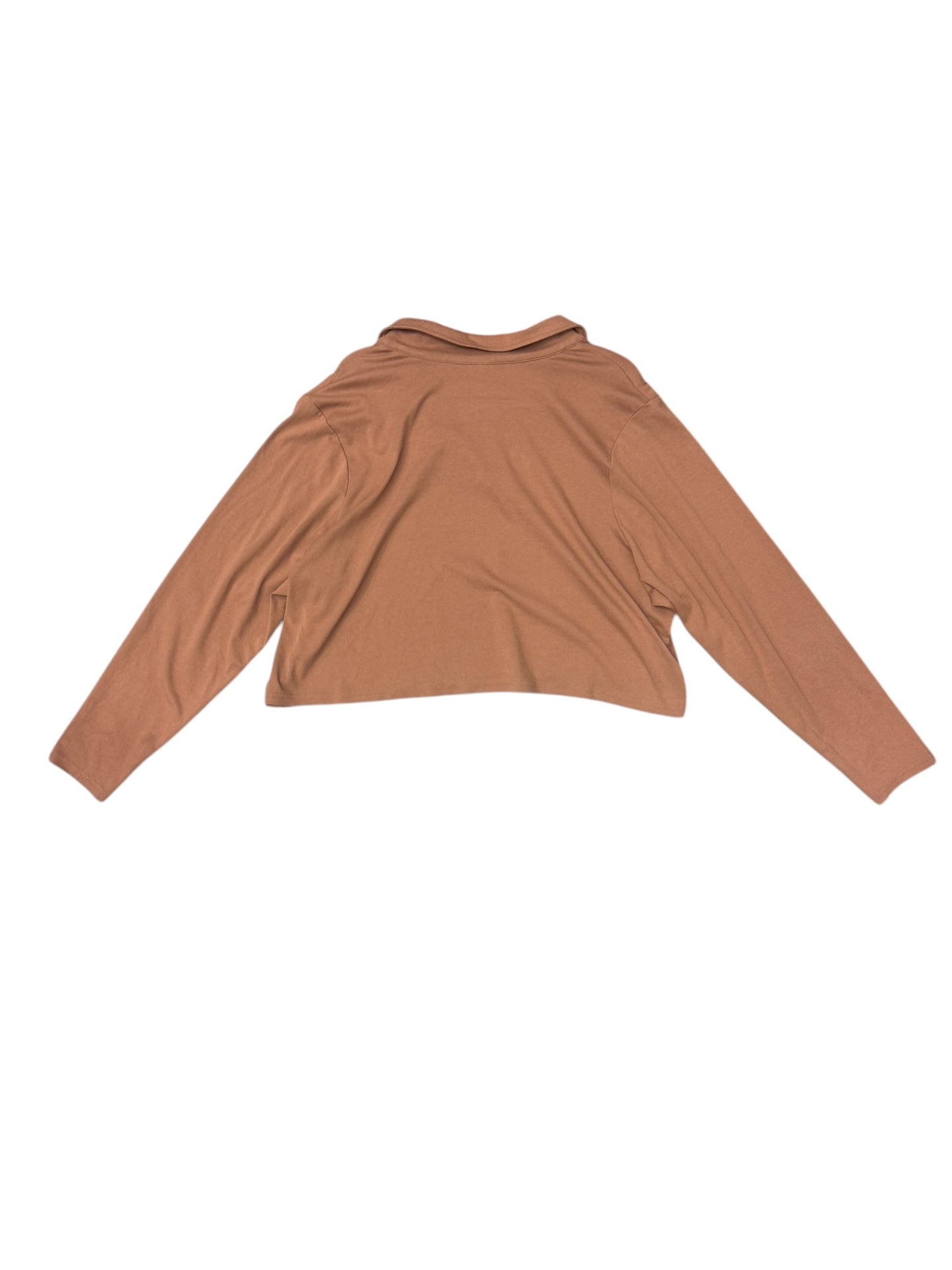 Top Long Sleeve By Abound In Brown, Size: 4x