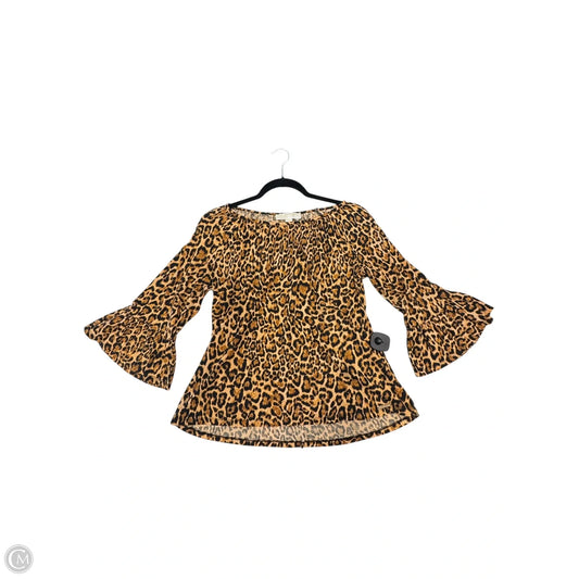 Top 3/4 Sleeve By Michael By Michael Kors In Animal Print, Size: M
