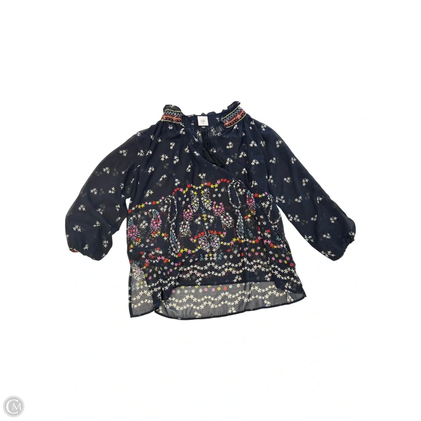 Blouse Long Sleeve By Cabi In Navy, Size: Xs