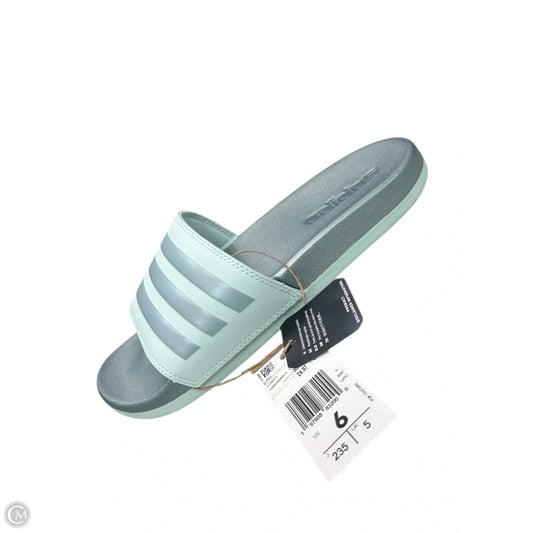Sandals Flats By Adidas In Aqua, Size: 6