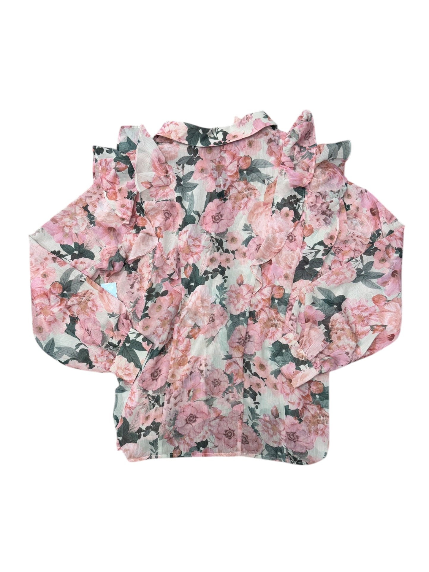 Blouse Long Sleeve By Express In Floral Print, Size: Xl