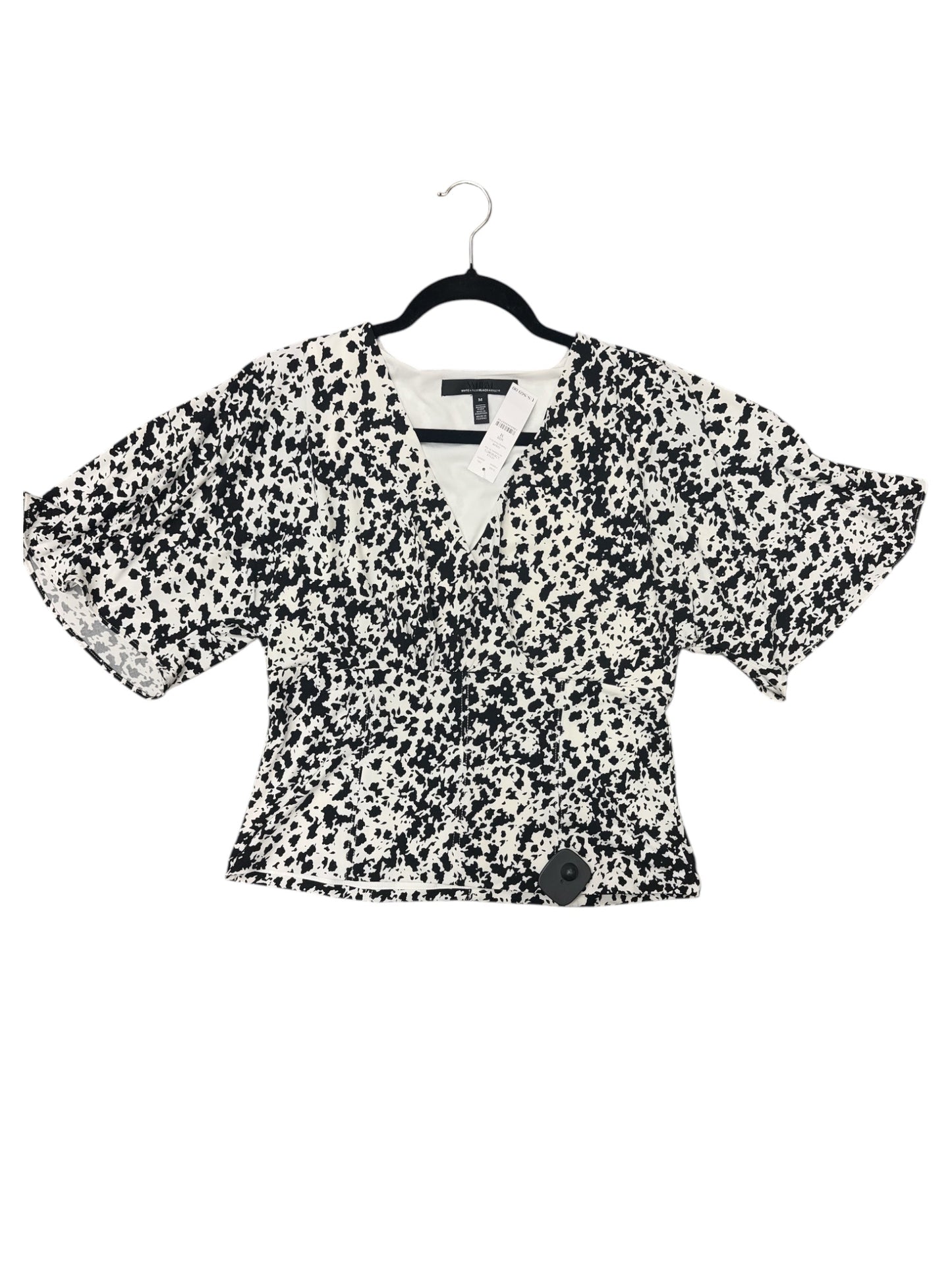 Top Short Sleeve By White House Black Market In Black & White, Size: M