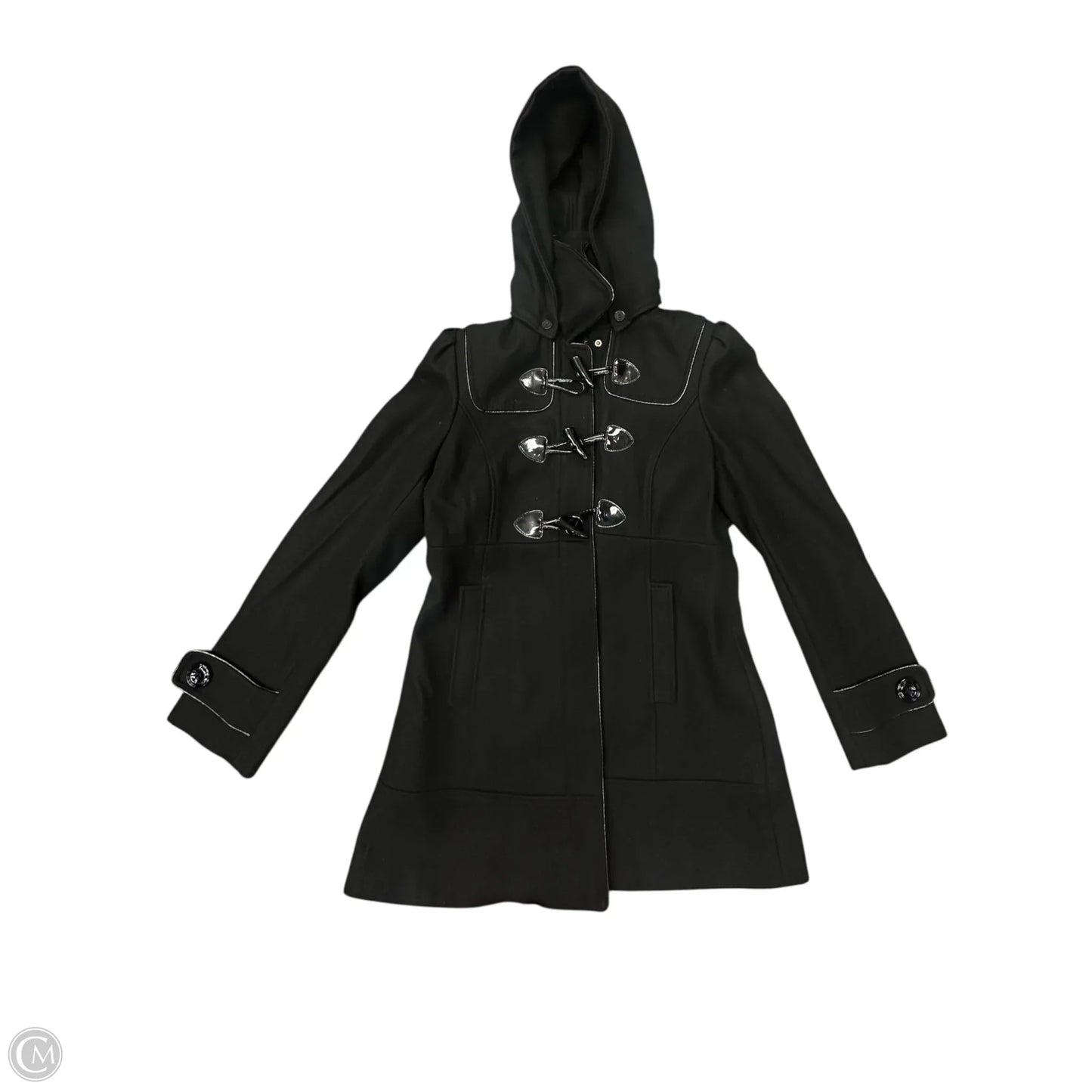 Coat Trench Coat By Guess In Black, Size: M