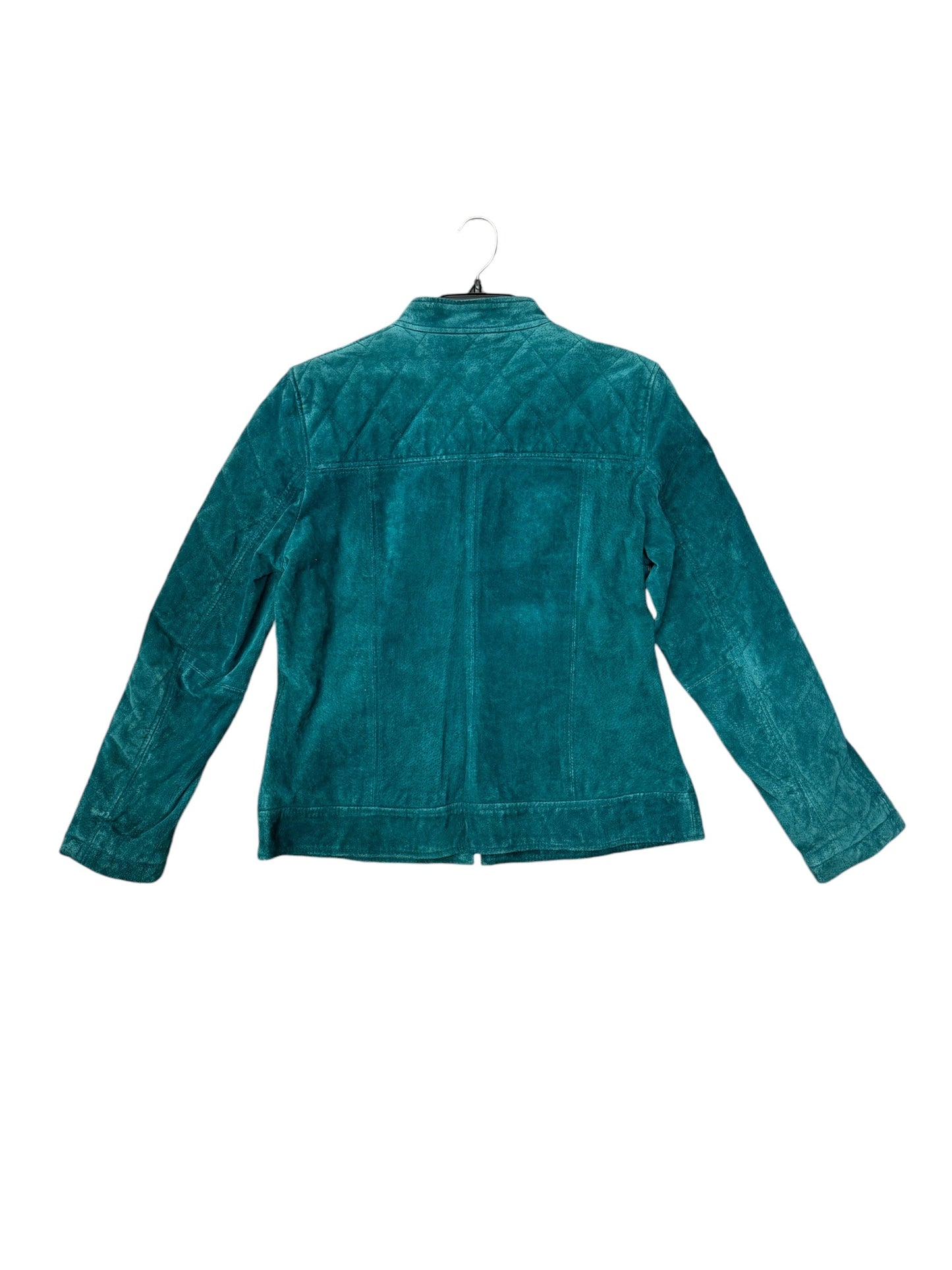 Jacket Moto Leather By Ruff Hewn In Teal, Size: L