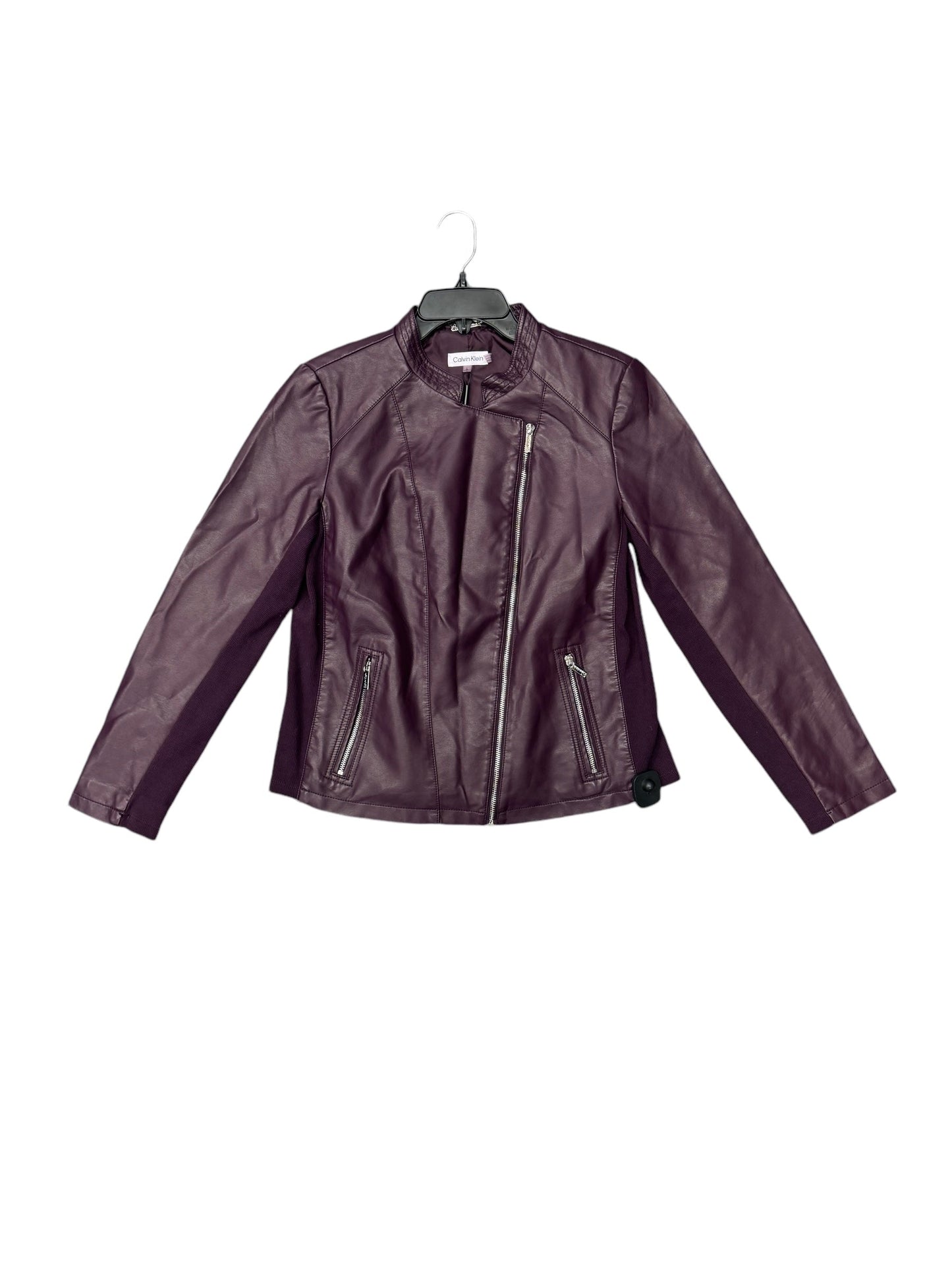 Jacket Moto By Calvin Klein In Purple, Size: L