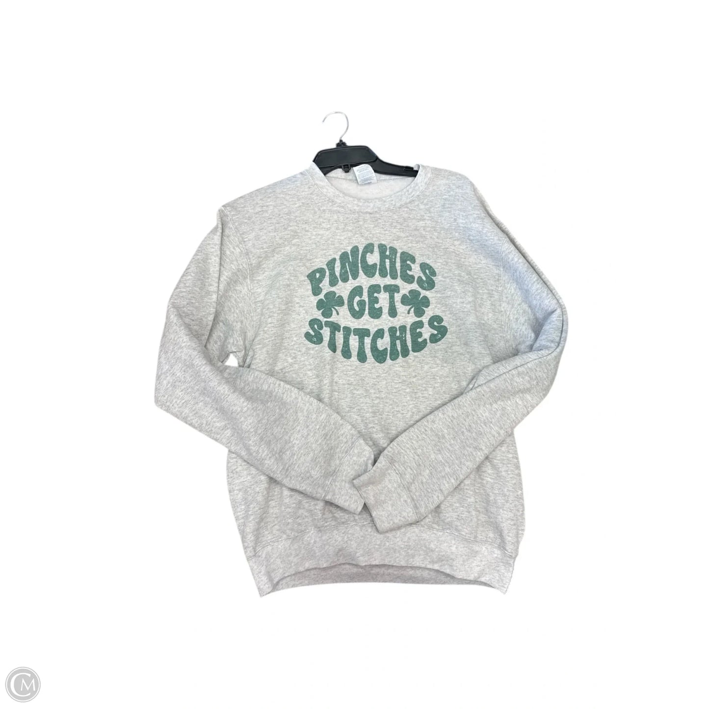 Sweater By Port & Company In Green & Grey, Size: M