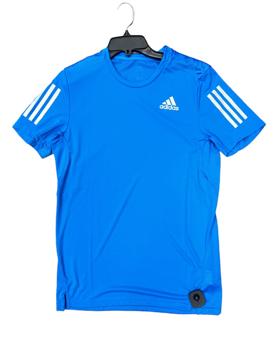 Blue Athletic Top Short Sleeve Adidas, Size S