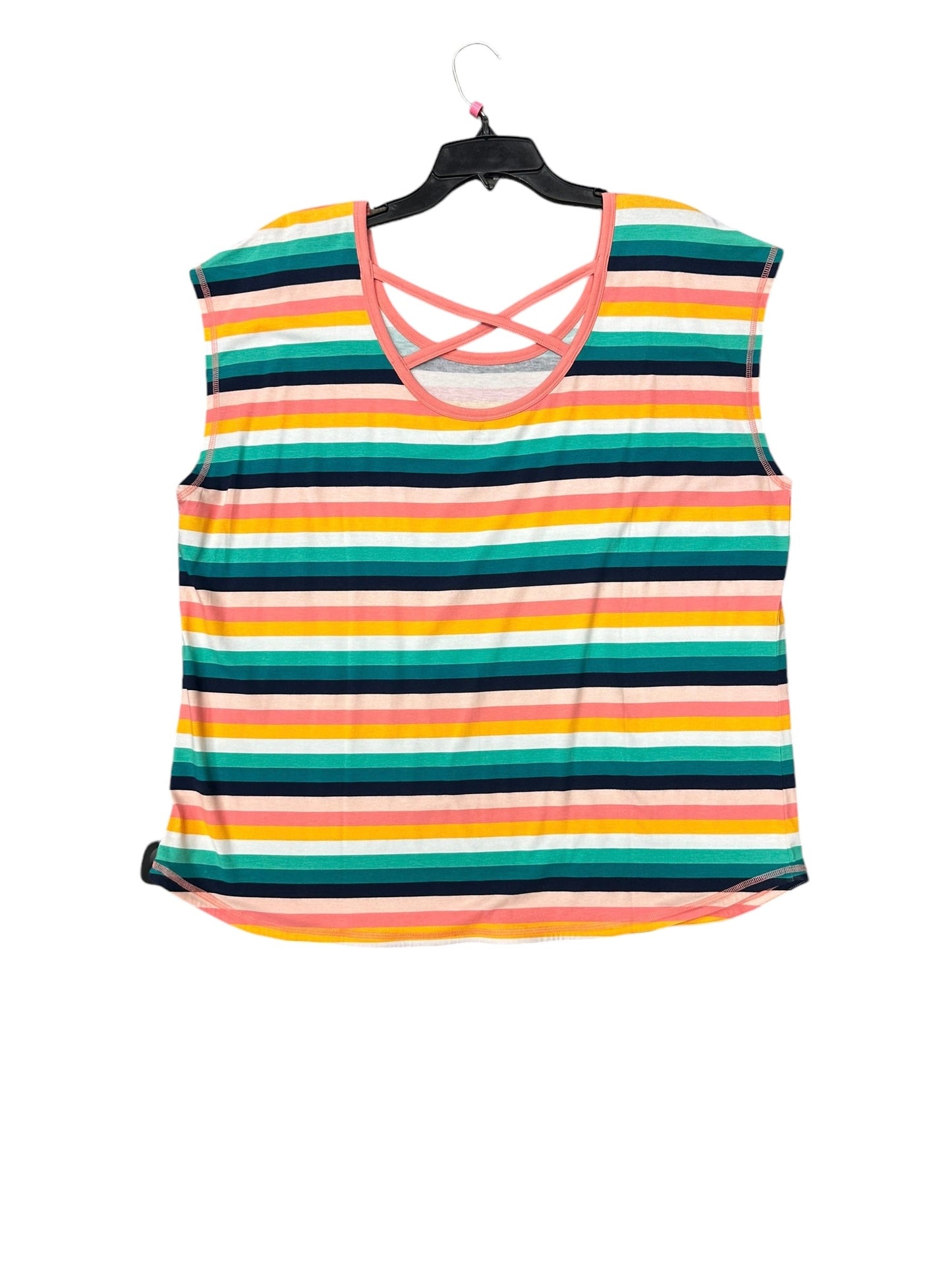 Top Sleeveless By Talbots In Green & Pink, Size: 2x