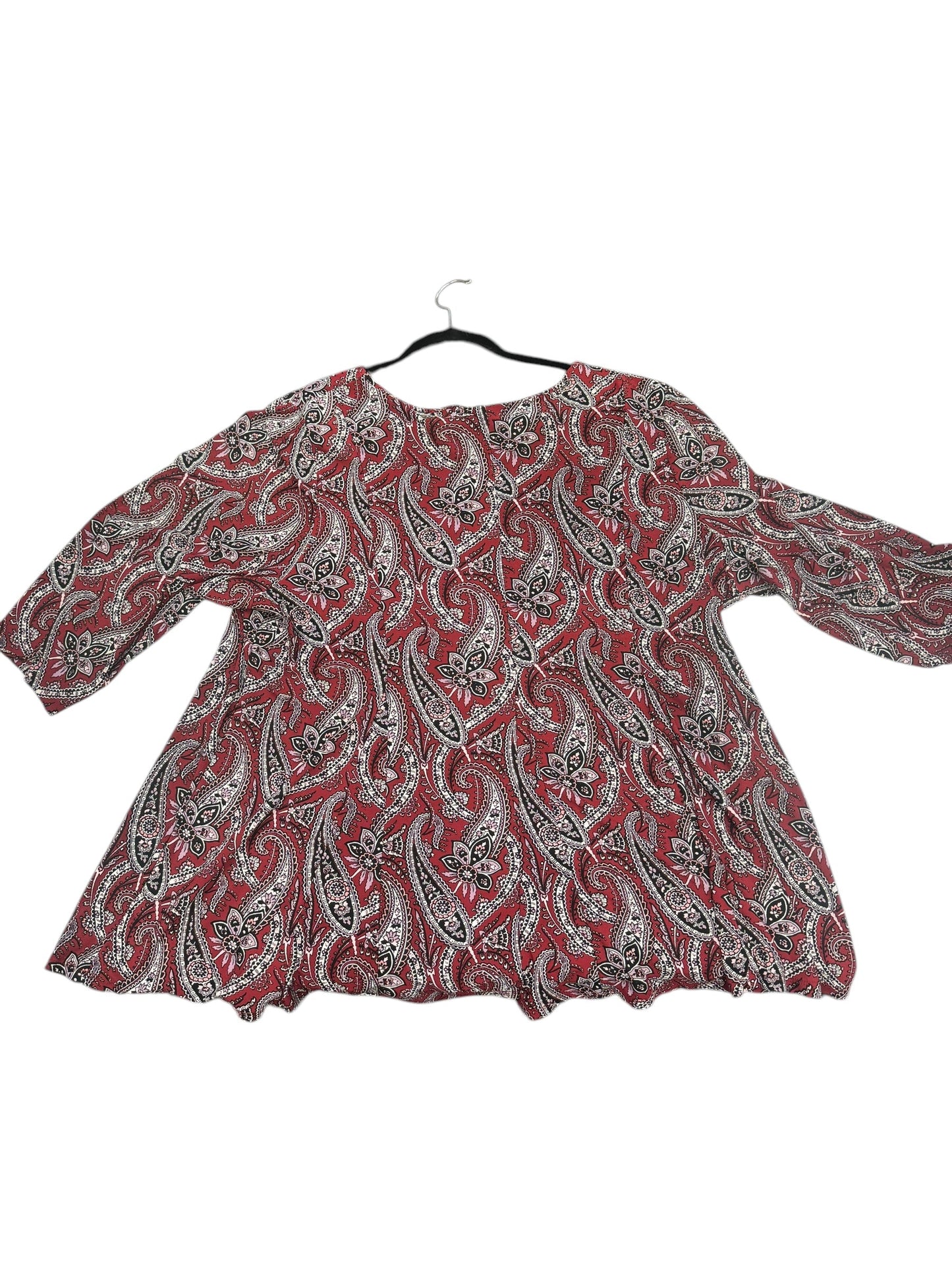 Blouse Short Sleeve By Roz And Ali In Red, Size: 3x