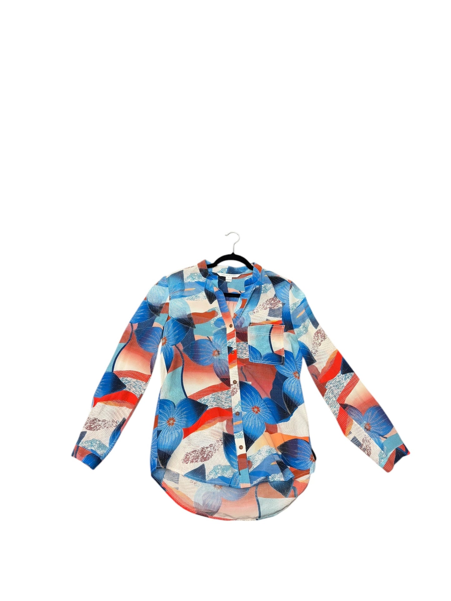 Blouse Designer By Diane Von Furstenberg In Blue & Orange, Size: S