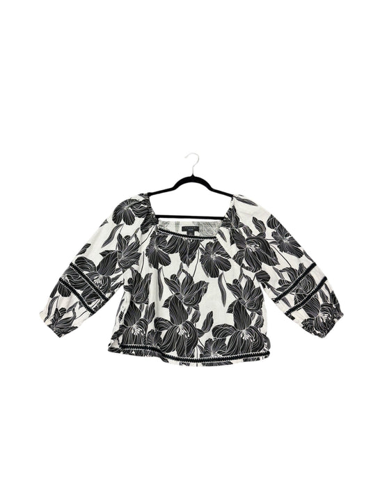 Blouse Short Sleeve By Tahari By Arthur Levine In Black & White, Size: M