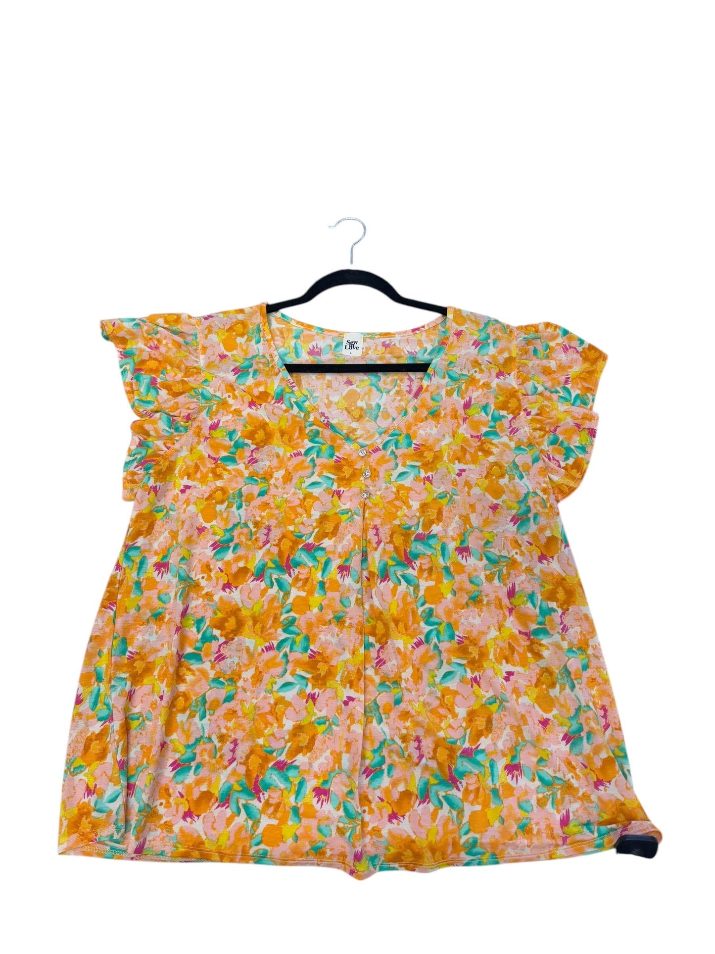 Blouse Short Sleeve By Sew In Love In Yellow, Size: L